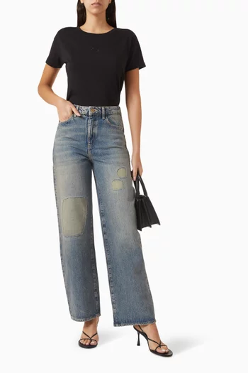 تي شيرت ايكون بويفريند بشعار الماركة قطن