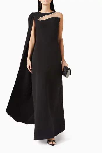 Slit Cape-style Maxi Dress