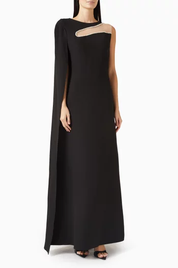 Slit Cape-style Maxi Dress