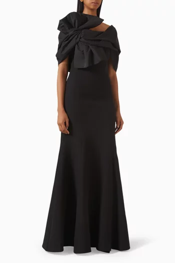 Bow Bodice Flared Maxi Dress