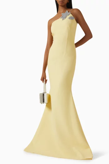 Embellished One-shoulder Gown
