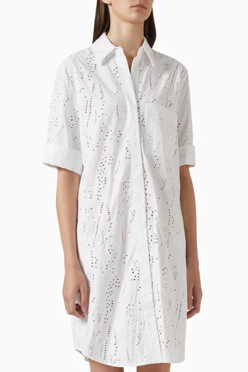 Broderie Shirt Dress in Organic-cotton