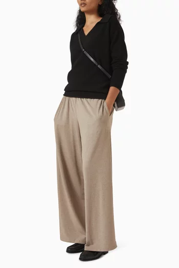 Wide-leg Pants in Cotton-blend