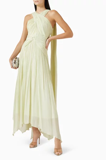 Halterneck Pleated Maxi Dress