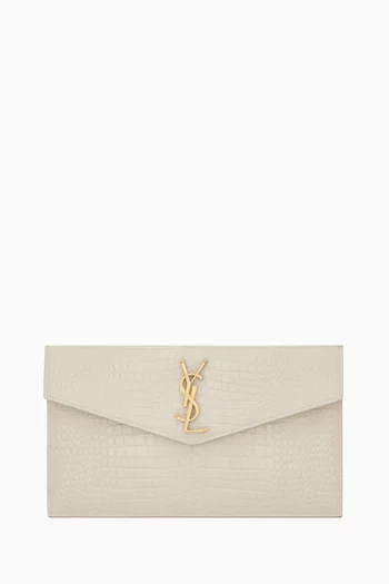 Uptown Pouch in Croc-Embossed Leather