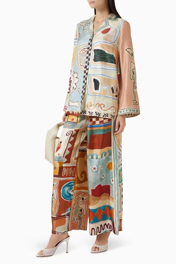 بنطال ميشيل بقصة ساق واسعة حرير