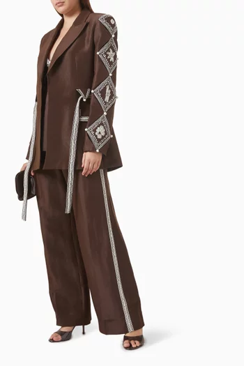 جاكيت لياندرا مطرز بحبال مزيج كتان