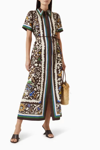 Maroc Belted Shirtdress in Linen