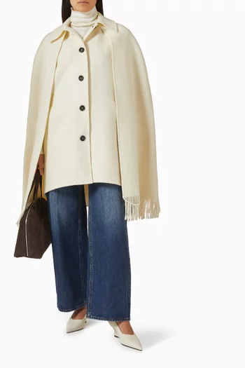 Fringe Cape Coat in RWS Wool Blend