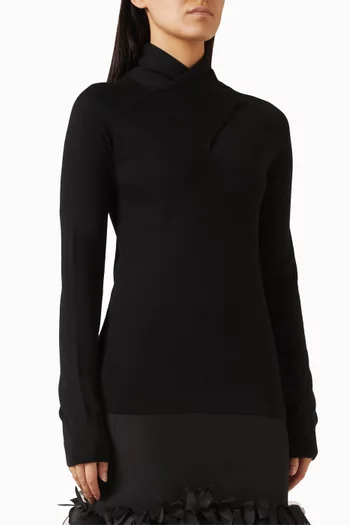 Crossover Knit Sweater in Merino Wool