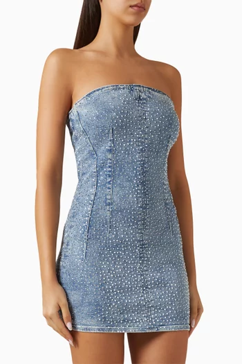 Crystal-embellished Strapless Mini Dress