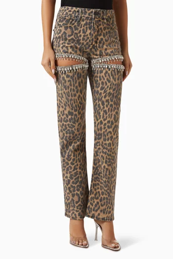 بنطال جينز جود ايكون بقصة ساق مستقيمة مطرز بماس دينم