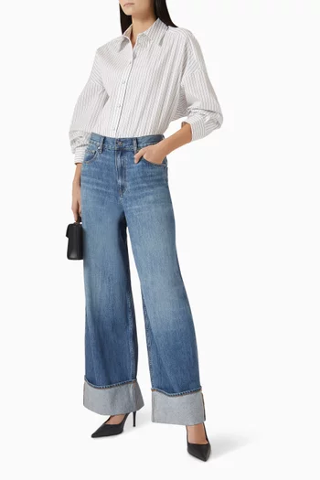 Placket Cinch Shirt in Cotton Poplin