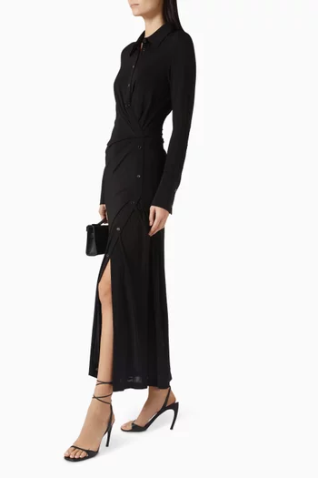 فستان بنمط قميص بتصميم ملفوف مزيج فيسكوز