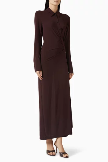 فستان بنمط قميص بتصميم ملفوف مزيج فيسكوز