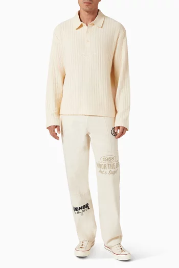 Polo Sweater in Cotton-blend Knit