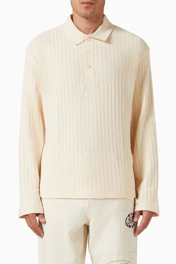 Polo Sweater in Cotton-blend Knit