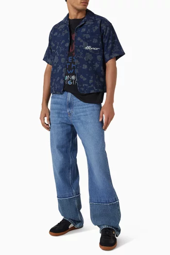 Floral Camp Shirt in Cotton-blend Twill
