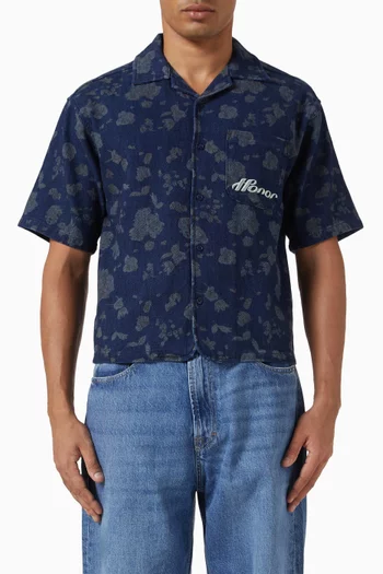 Floral Camp Shirt in Cotton-blend Twill