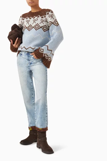 Turn-up Straight-leg Jeans in Denim