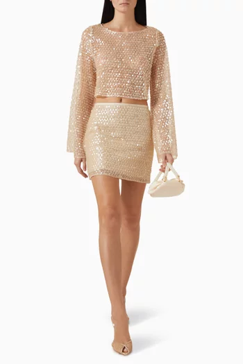 Eeverly Sequin-embellished Mini Skirt in Mesh