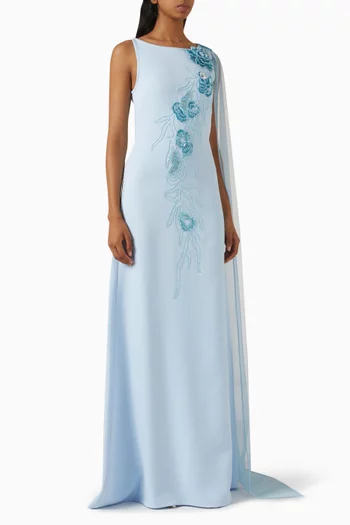 Avigail Floral Cape Gown