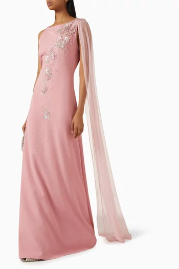 Avigail Floral Cape Gown