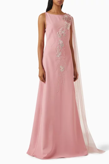 Avigail Floral Cape Gown