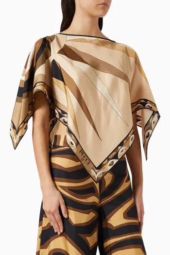 Hawaii-print Kaftan Top in Silk