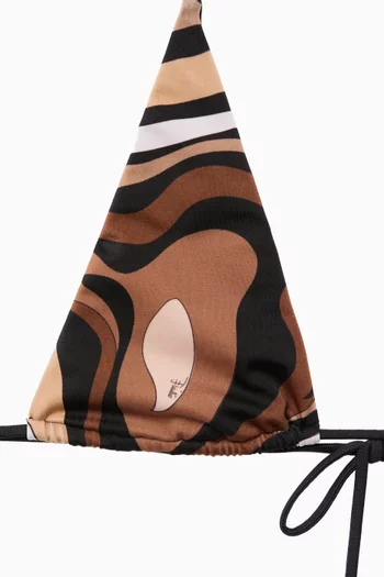 Marmo-print Triangle Bikini Top in Lycra