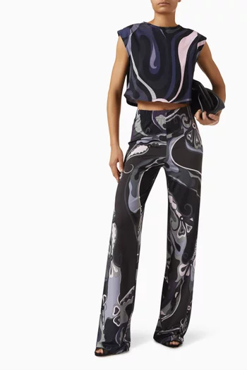 Printed Crop T-shirt in Cotton-jersey