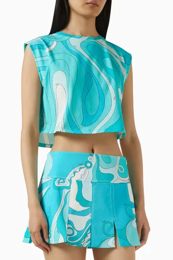 Printed Crop T-shirt in Cotton-jersey