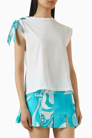 Printed Ribbon Tank Top in Cotton