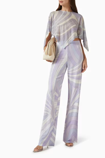 Iride-print Pants in Jersey-satin