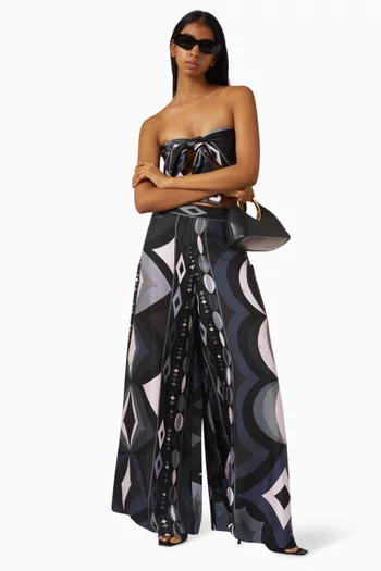 Geometric-print Palazzo Pants in Silk-twill