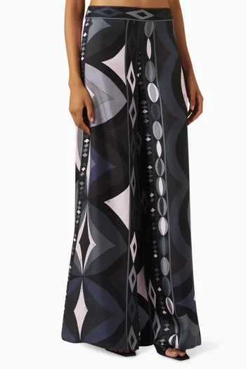 Geometric-print Palazzo Pants in Silk-twill