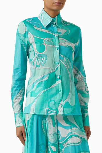 Orchidee-print Shirt in Cotton-muslin