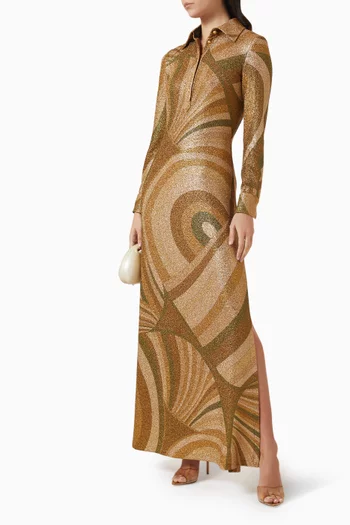 فستان بنقشة أيرايد جيرسيه لامع