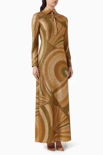 فستان بنقشة أيرايد جيرسيه لامع