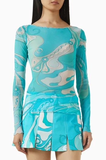 Marmo-print Top in Mesh