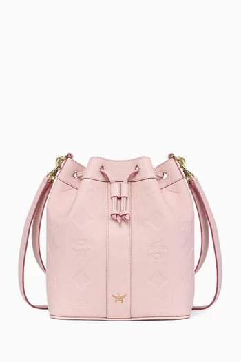 حقيبة ديساو متوسطة برباط تضييق جلد بنقشة شعار الماركة بحجم كبير