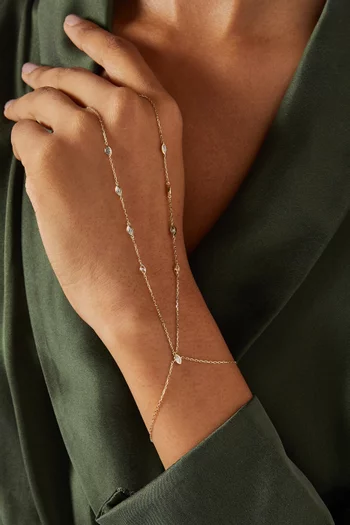Diamond Hand Chain Bracelet in 18kt Yellow Gold