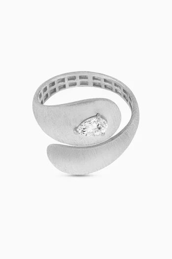 Sculptural Ring in 18kt White Brushed Gold