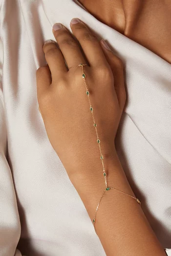 Emerald Handchain Bracelet in 18kt Yellow Gold