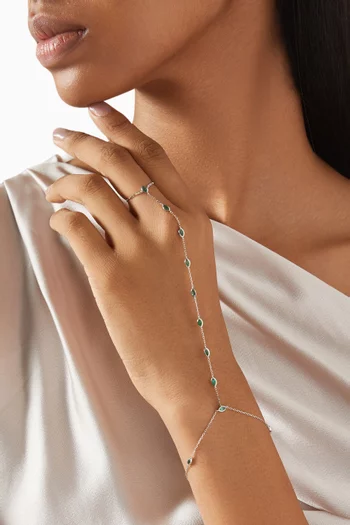 Emerald Handchain Bracelet in 18kt White Gold