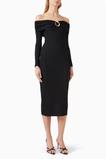 Grace Draped Midi Dress in Knit