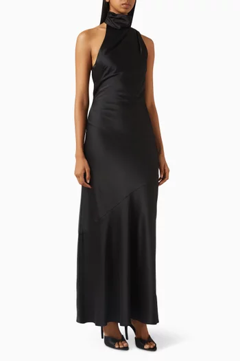 Nadia Halterneck Maxi Dress in Viscose-blend