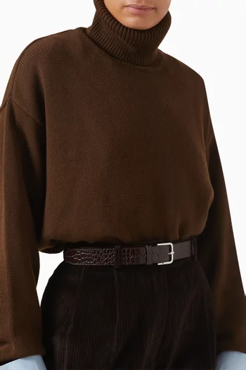 Toni Belt in Croc-embossed Patent Leather