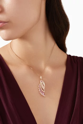 Wings Embrace Double Pendant Necklace in 18kt Rose Gold