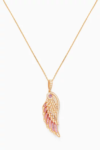 Wings Embrace Double Pendant Necklace in 18kt Rose Gold
